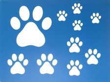 Dog Cat Paw Print Stencils Sheet Template, Various Paw Print Sizes,