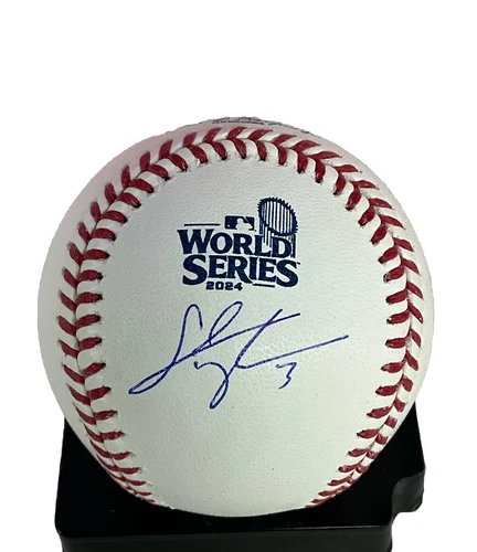CHRIS TAYLOR DODGERS SIGNED 2024 WORLD SERIES BASEBALL  PSA