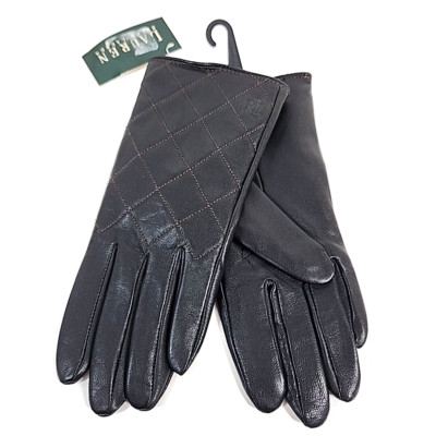 Ralph Lauren Quilted Leather Driving Gloves Ladies Medium Dark Brown Lined NWT