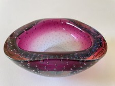 🟢 raro guscio rosa in vetro di Murano con bollicine BAROVIER anni 60