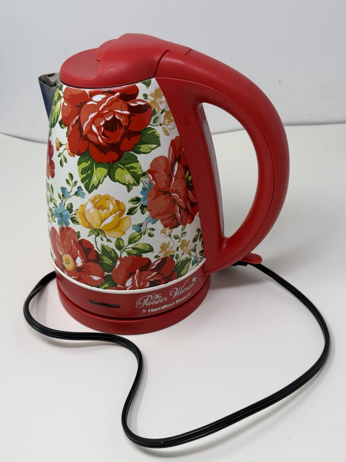 Pioneer Woman Electric Kettle Red Floral Fiona