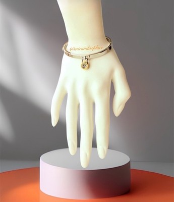 NWT MICHAEL KORS Silver-Tone Lock Charm Bangle Bracelet