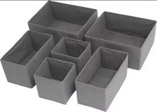 Gray Fabric Foldable Drawer Organizer Storage Bins, Solid, 6-Piece Set