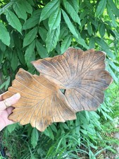 Oak Wood Carved Leaf  Dish Decorative Styling rustic Piece Home Decor