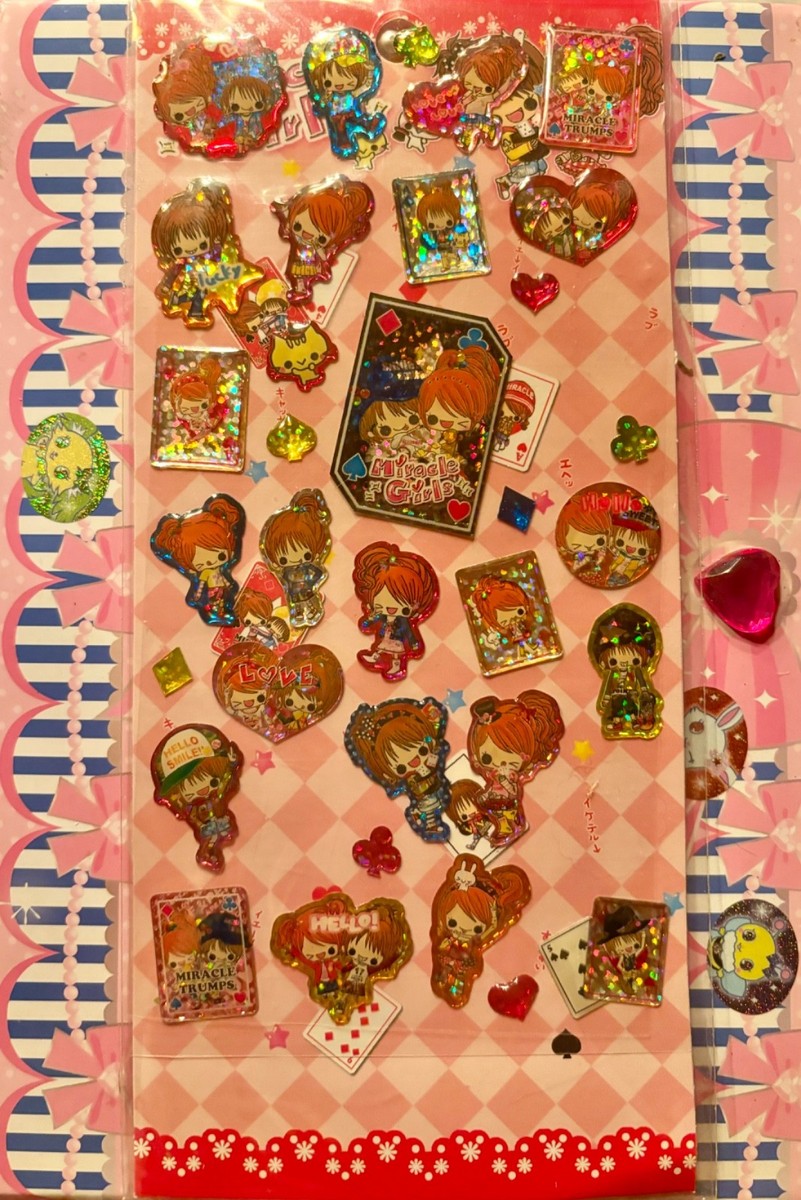 Vintage Japanese Heisei Retro Y2K KamioJapan Sparkly Sticker Sheet