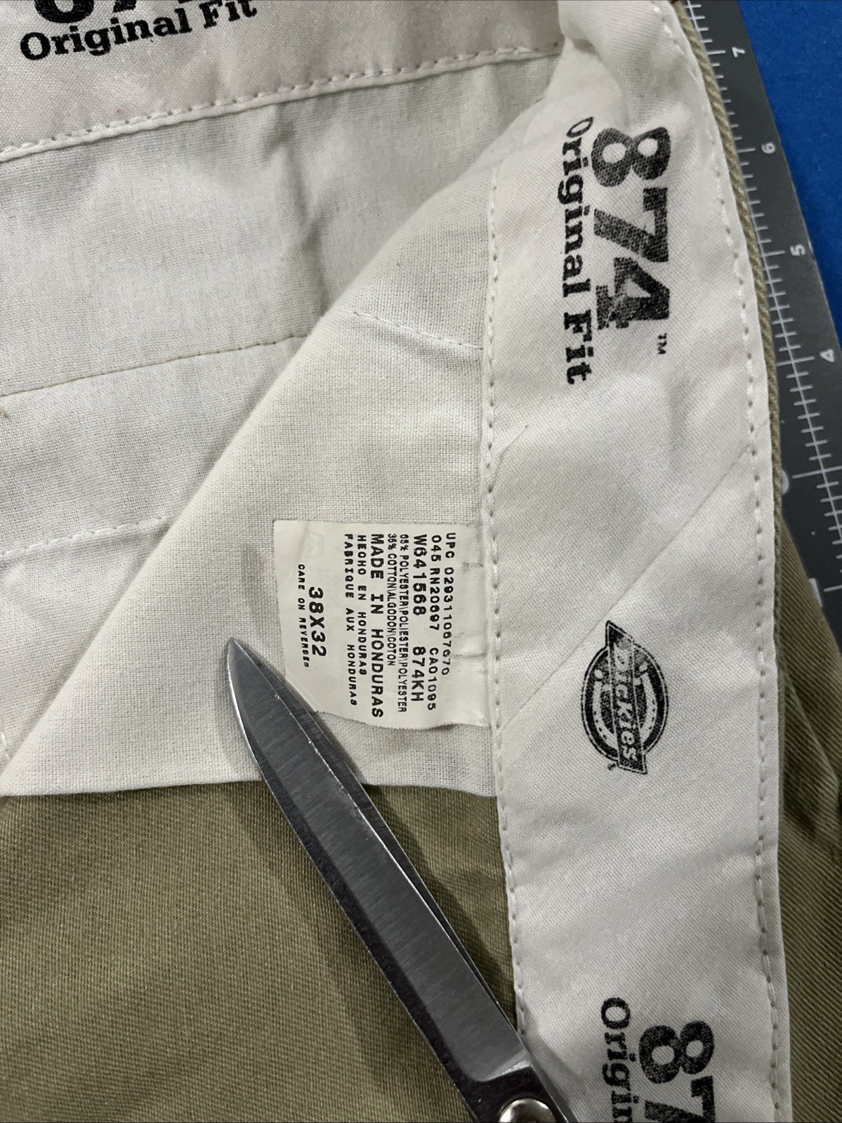 VTG Dickies 874 Original Fit Tan Work Pants Mens 38x32 Y2K Baggy Wide-Leg Skater Style