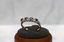 9ct Yellow Gold Sapphire & Diamond Eternity Ring - Size P - UK Hallmark