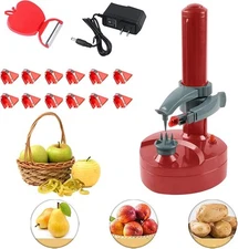 Electric Potato Peeler - Kitchen Automatic Rotating Peeling Tool for Red 