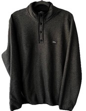 Eddie Bauer Men's Gray Fleece Knit Sweater-Pockets- Sz Large- NWT