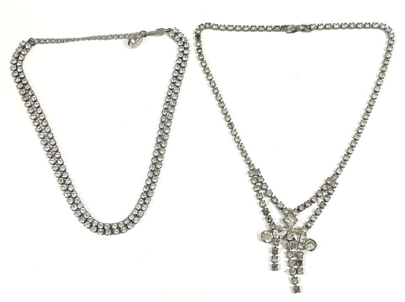 VNTG Silver Tone Rhinestone Necklace Lot 32.2g