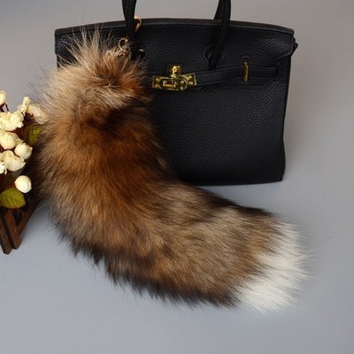 Wholesale 2/5/10pcs-16''-18'' Real Fox Fur Tail Bag Charm Pendant Cosplay Toys