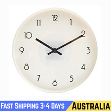 Wall Clock Quartz Round Wall Clock Silent Non-Ticking Battery Operated White AU*
