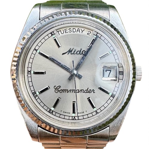 Vintage Mido Commander President 8223 Automatic 38mm Swiss Made Fluted Bezel Men