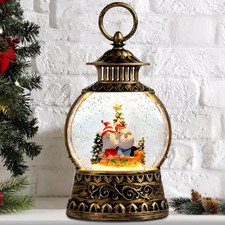 Gnome Christmas Snow Globe, Musical Globe Lantern Lights Xty-dj