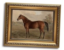 LHHJDIO Vintage Horse Gold Wall Art Farmhouse Animal 8x10in Gold-8 Framed