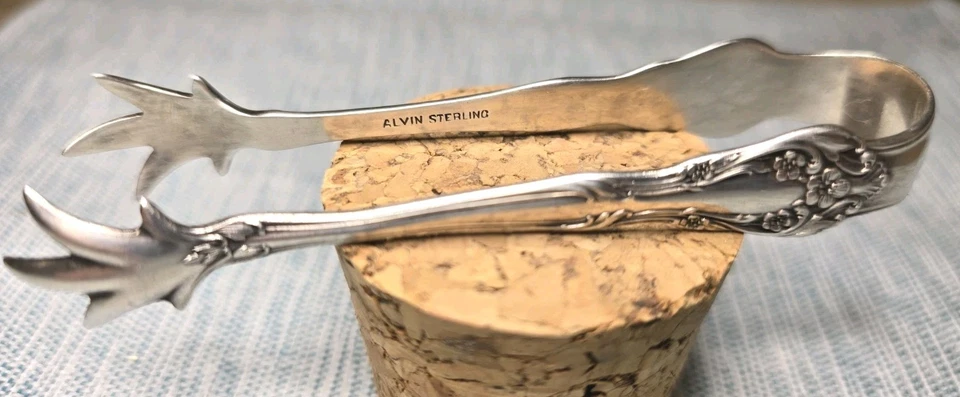 Pinzas de azúcar Alvin Sterling Chateau Rose patrón 1940 Foto 3 de 4