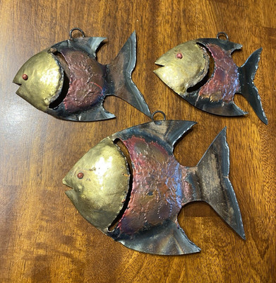 3pc Handmade Mexican Recycled Metal Fish Wall Hangings, Provenance Unavailable