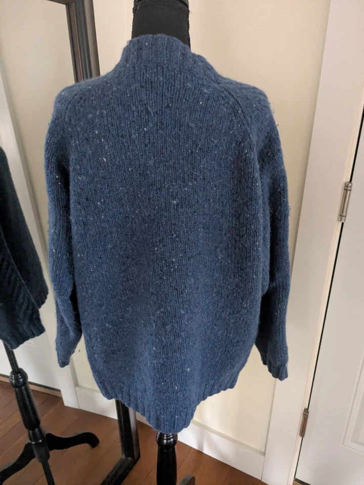 Suéter de Lana Pescador Fuera de Irlanda De Colección en Patrón Espiga Azul Talla XL Foto 3 de 4