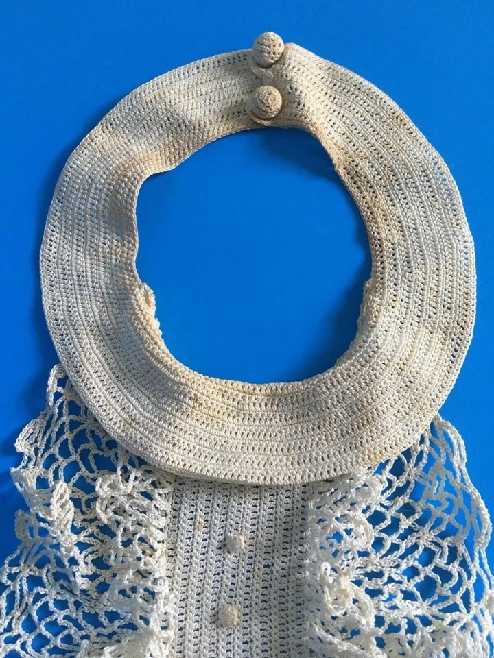 Vintage 1930s 40s Hand Crochet Ivory Lace Double Ruffle Collar Dickie - Image 2 of 4