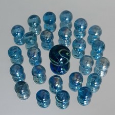 25 Quality Clear Blue Marbles. Great for Playing, Collecting, or Decorating.