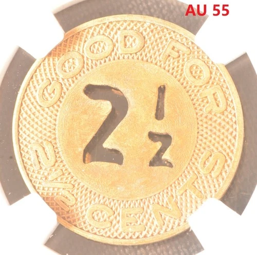 1926) CHINA 2.5C SHANGHAI LEC-A3 OMNIBUS BRASS TOKEN NGC AU 55