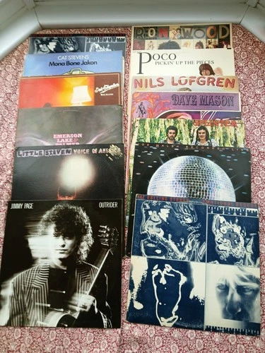 Job lot Rock Vinyl LPs  Rolling Stones, Ronnie Wood Jimmy Page Clapton ELP etc