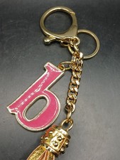 Initial Letter B Pink and Gold Keychain with tassle.