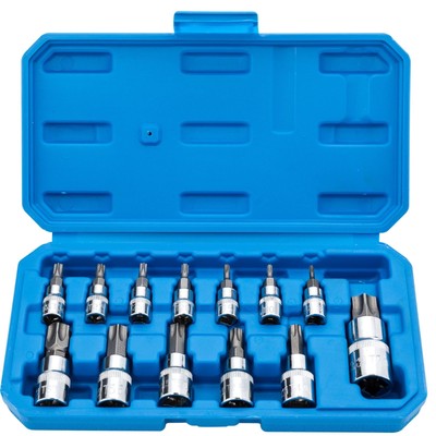 Torx Bit Socket Set 13pcs 3/8'' Dr. T8 - T70 E Star Premium S2 Alloy... Fast Ship