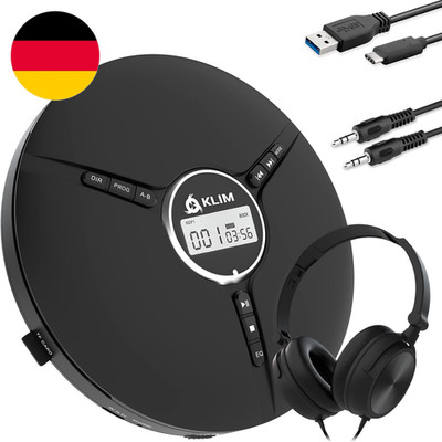 KLIM Discman Mit Kopfhörer - Tragbarer Cd-Player Mit Kopfhörer - Mit Eingebautem