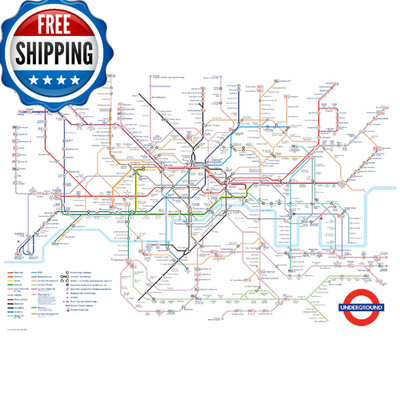 Generic buyartforless London Underground Transit Map 36x24 England Travel Art Pr