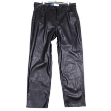 Old Navy Faux Leather Pants High Rise OG Loose Black Size 14 Minimalist Y2K
