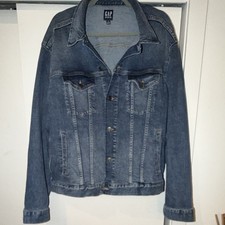 GAP Men s Blue Jean Jacket, Button Front, Poc...