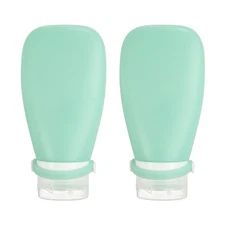 2 Pcs 3 oz Silicone Squeeze Bottle, Refillable Travel Bottles, Light Green