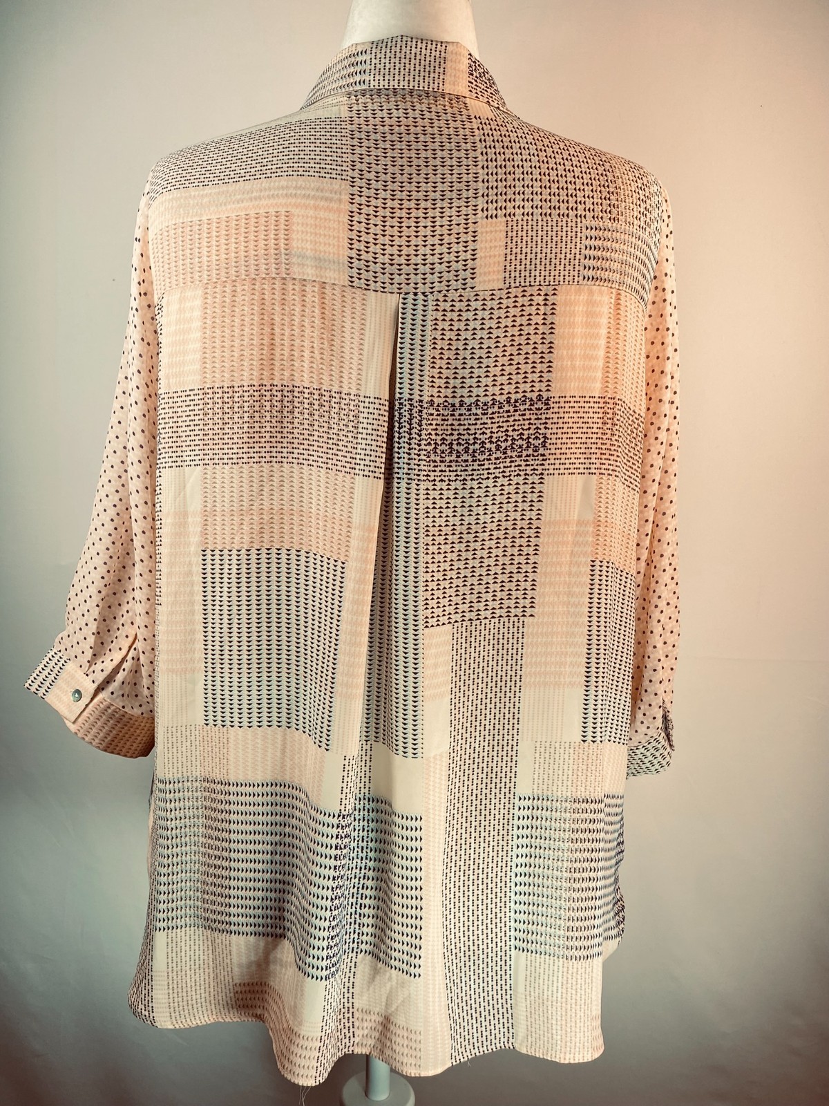 Rose & Olive Patchwork Geometric Design Blouse Sz… - image 6