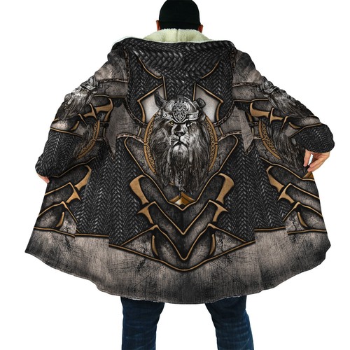 Viking Tattoo 3D Printed Long Sleeve Jacket Hooded Cloak Winter Coat Men Costume - Picture 6 of 23