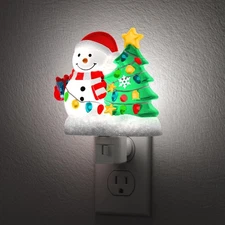 Snowman Christmas Tree Night Light, 5000K Night Lights Plug into Wall, Christ...