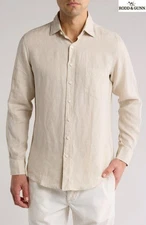 RODD & GUNN NWT $168 WILLOWBANK 100%  LINEN L/S SPORT FIT FLAX SHIRT. SIZE XL