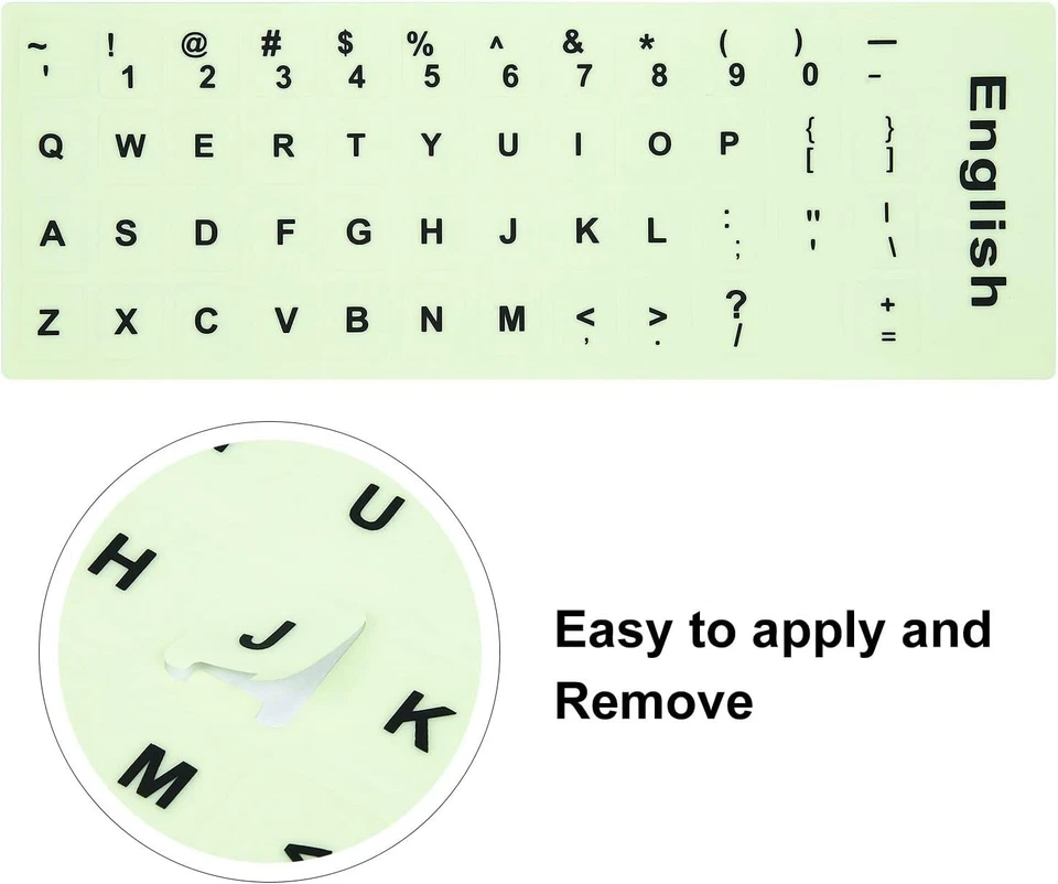 2PCS Pack Universal English Keyboard Stickers Glow in The Dark, English-Glow - Image 3 of 4