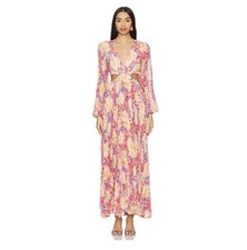 ASTR the Label "Revery" Floral Pleated Maxi Dress With Cutouts, Size L, EUC