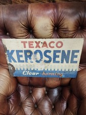 Texaco Kerosene Vintage Sign Clear burning 20"x11-5/8" Litho Tin Single Side