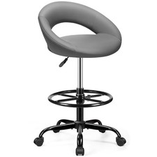 BESTFAIR DRAFTING CHAIR FOR STANDING DESK HEIGHT ADJUSTABLE ROLLING STOOL - GRAY