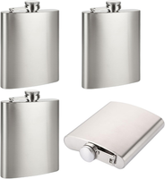 4 StüCk 7Oz / 200Ml Flachmann Aus Edelstahl, Silber Flask HüFtflasche, Auslaufsi