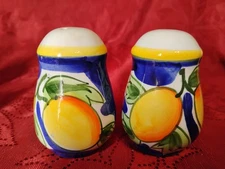 California Pantry Classic Ceramic Salt Pepper Shakers With Painted Peach Design