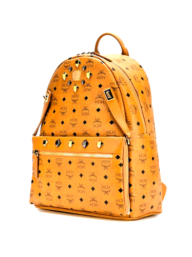 MCM Backpack DUAL STARK Visetos Cognac\Brown Medium MMK 6sve79 Leather Authentic - Picture 3 of 18