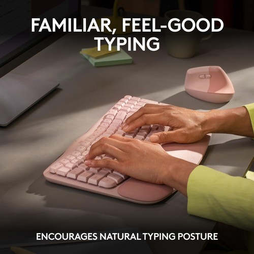 Ergo Wave Keys keyboard, Rose. Wireless, Palm Rest, Multi-OS. - Picture 6 of 12