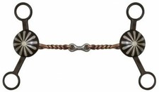 Twisted Copper DOGBONE Mouth BIT Showman Brown Steel Center Cheeks Concho 6"