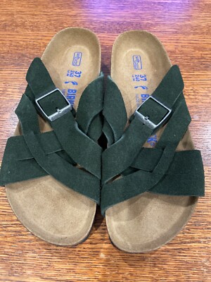 Birkenstock Lugano Mountain View Green Soft Footbed Narrow 37 NEW