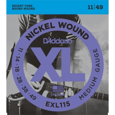 D'addario EXL115 E-Gitarrensaiten vernickelt 11-49 + 6 Gitarren-Plektren