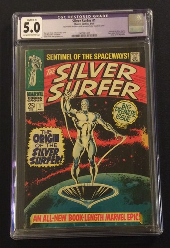 SILVER SURFER #1 Comic Book Restored CGC 5.0 ORIGIN 1st app SHALLA BALL Marvel