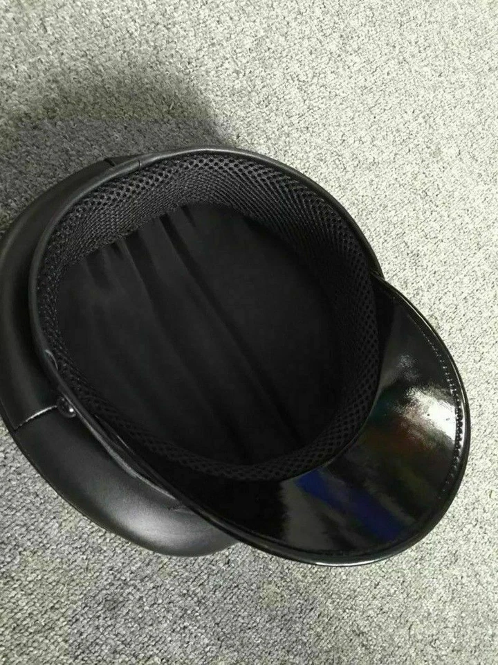 New Men's Black Leather Muir Cap Gay cap Army Military cap Police Fashion - Image 4 of 4